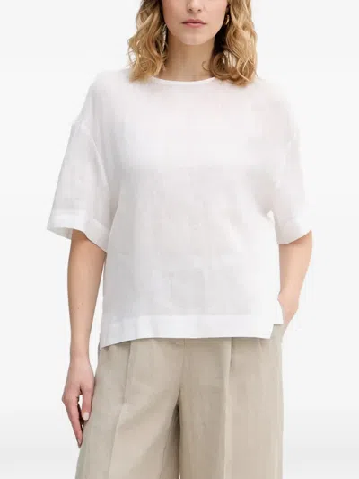 Sisley Paris Keyhole-back Short-sleeve Top In White