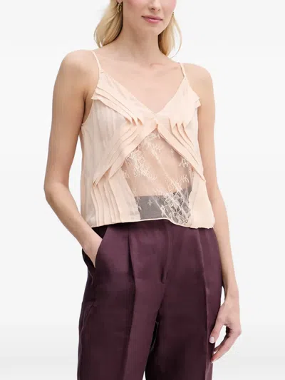 Sisley Paris Lace-insert Pleated Blouse In Neutral
