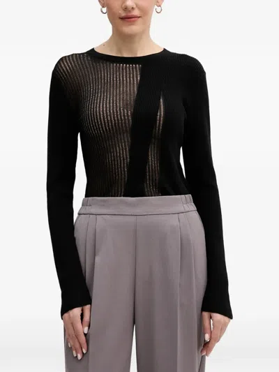 Sisley Paris Open-knit Ribbed-knit Sweater In Blue