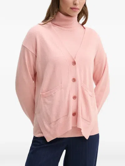 Sisley Paris Patch-pocket Buttoned Cardigan In Pink