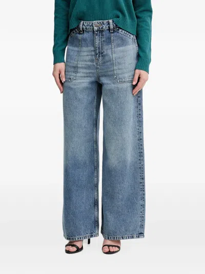 Sisley Paris Patch-pocket Wide-leg Jeans In Blue