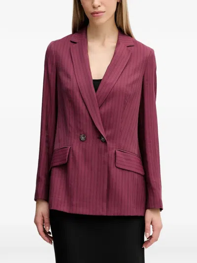 Sisley Paris Pinstripe Double-breasted Blazer In Pink