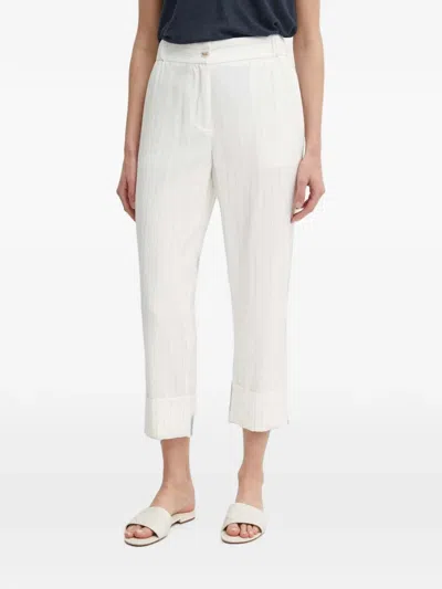 Sisley Paris Pinstriped Trousers In White