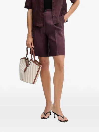 Sisley Paris Pleated Tailored Shorts In Brown
