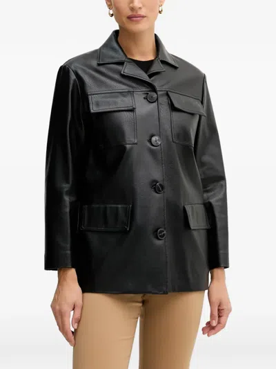 Sisley Paris Pocketed Buttoned Shirt Jacket In Black