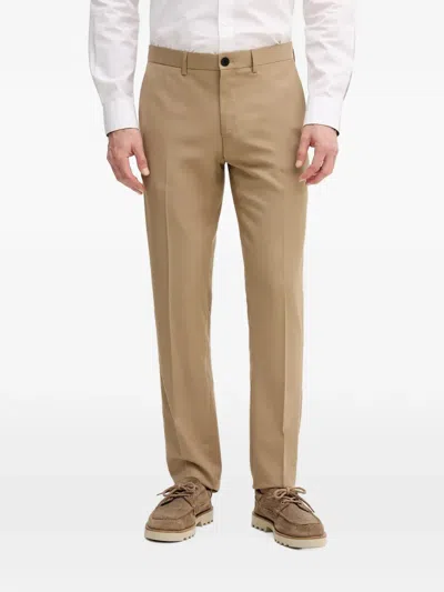 Sisley Paris Pressed-crease Slim-fit Tailored Trousers In Neutral
