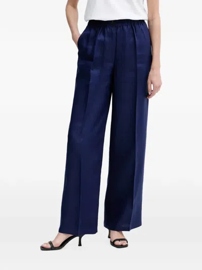 Sisley Paris Pressed-crease Wide-leg Linen Trousers In Blue