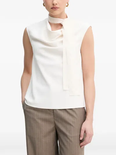 Sisley Paris Pussy-bow Sleeveless Blouse In White