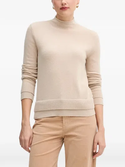 Sisley Paris Ribbed High-neck Sweater In Neutral