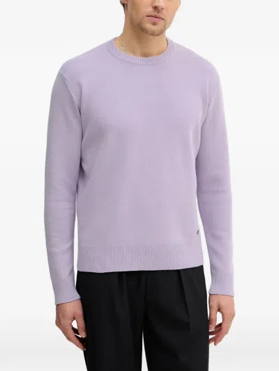 Sisley Paris Ribbed Round Neck Sweater In Purple