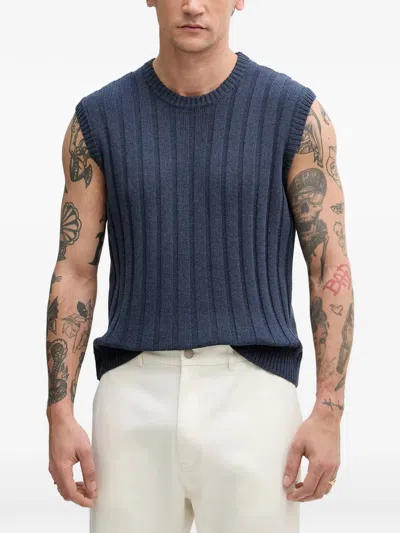 Sisley Paris Ribbed-knit Sweater Vest In Blue