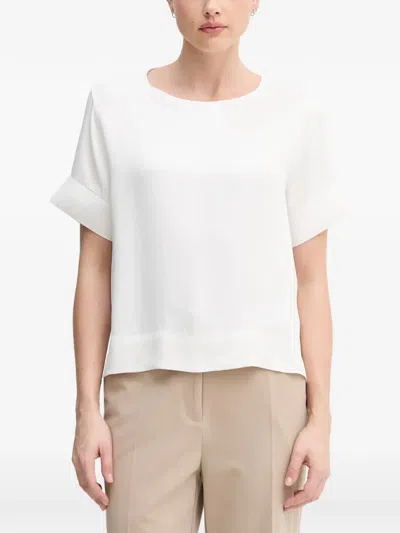 Sisley Paris Round-neck Cuffed-sleeve T-shirt In White