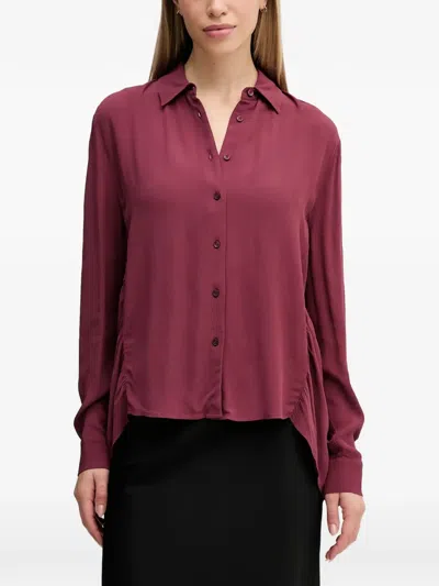 Sisley Paris Gerafftes Hemd Mit Knöpfen In Burgundy