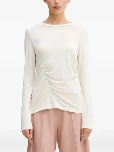 Sisley Paris Ruched Long-sleeve T-shirt In White
