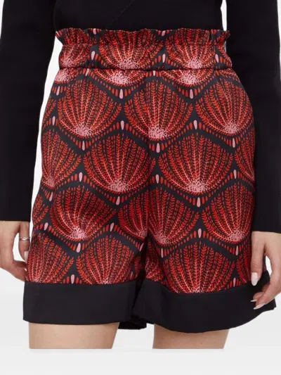 Sisley Paris Ruffled Patterned Shorts In Black