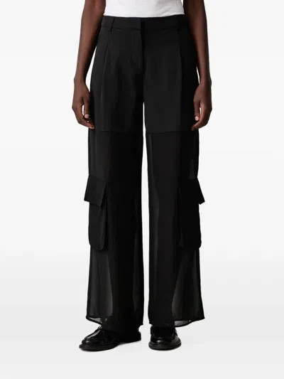 Sisley Paris Sheer-panel Cargo Pants In Black