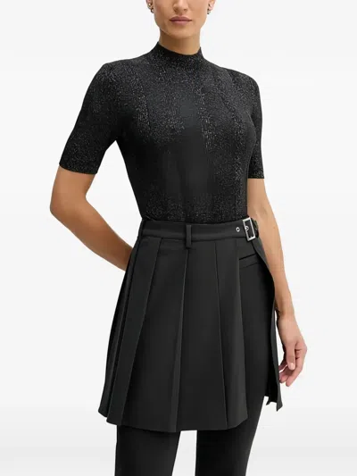 Sisley Paris Short-sleeve Turtleneck Sweater In Black