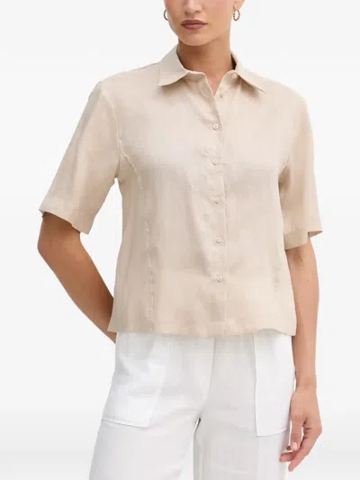 Sisley Paris Short-sleeved Button-down Shirt In Neutral