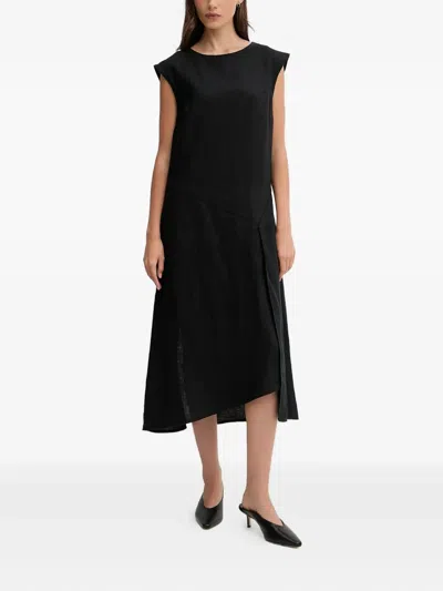 Sisley Paris Side-slit Asymmetrical Dress In Black