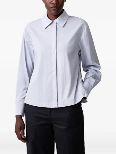 Sisley Paris Side-zip Pleated-back Shirt In Blue