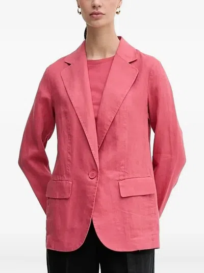 Sisley Paris Single-breasted Linen Blazer In Pink