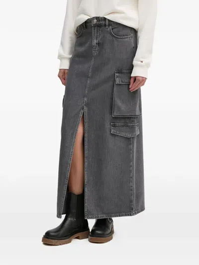 Sisley Paris 슬릿 카고 포켓 맥시 스커트 In Gray