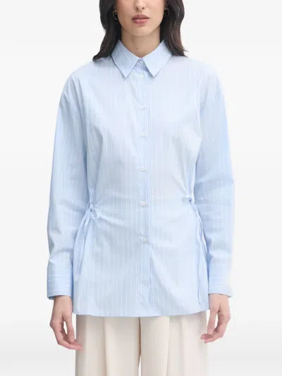 Sisley Paris Striped Drawstring Shirt In Blue