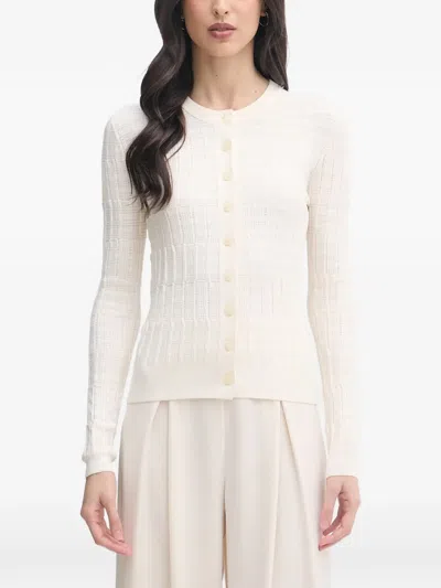 Sisley Paris Textured-knit Button-up Cardigan In Neutral