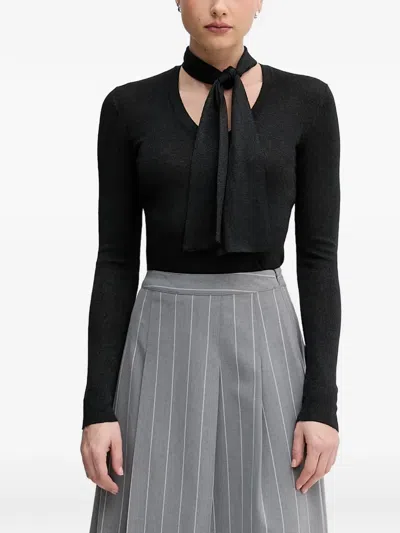 Sisley Paris Tie-neck T-shirt In Black