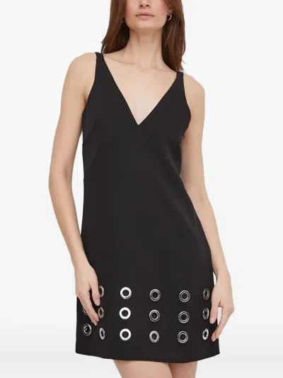 Sisley Paris V-neck Eyelet Dress In Black