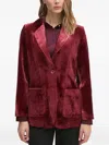 Sisley Paris Velour Blazer In Burgundy