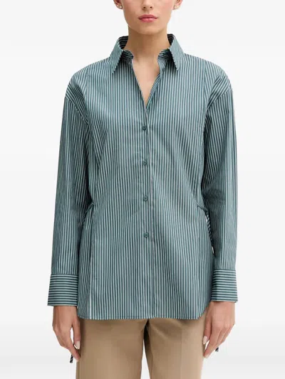 Sisley Paris Vertical-stripe Tie-fastening Shirt In Green