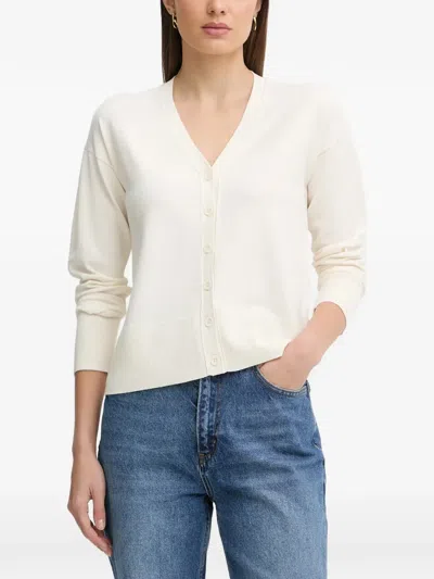 Sisley Paris V-neck Button Cardigan In White