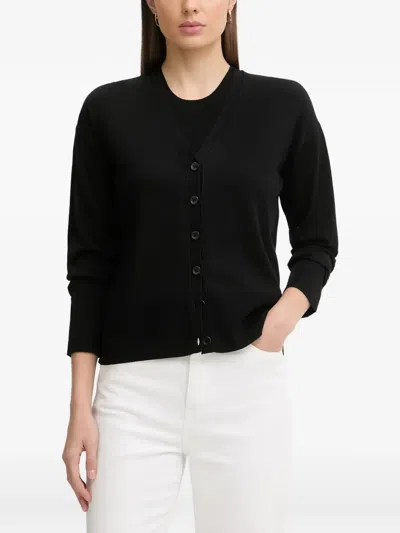 Sisley Paris V-neck Button-up Cardigan In Black