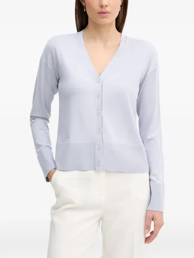 Sisley Paris V-neck Button-up Cardigan In Blue