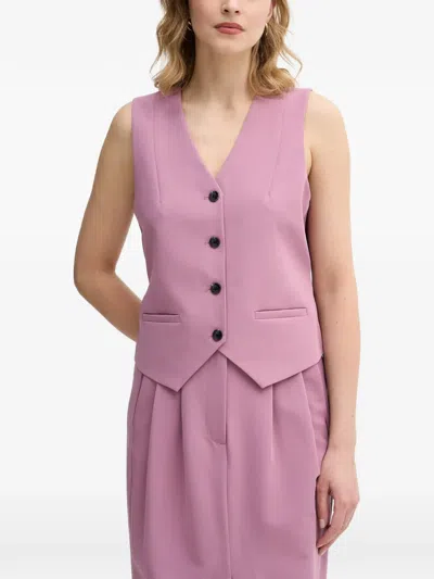 Sisley Paris V-neck Button-up Waistcoat In Pink