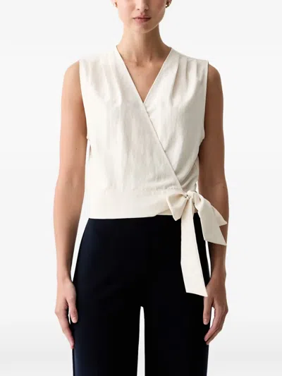 Sisley Paris Wrap-design Sleeveless Top In White