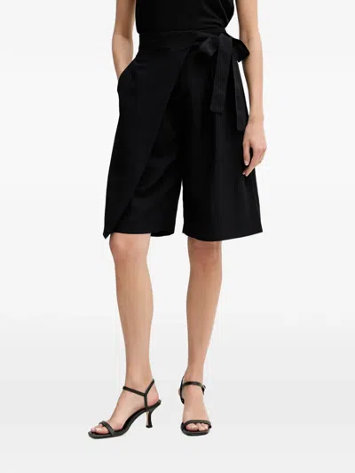 Sisley Paris Wrap-style Belted Shorts In Black