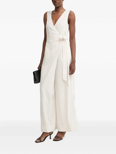 Sisley Paris Wrap-style Sleeveless Jumpsuit In White