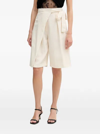 Sisley Paris Wrap-style Tie-fastening Shorts In Neutral
