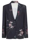 Sissiottostyle Printed Single-breasted Blazer Jacket In Black