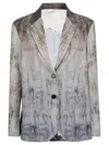 Sissiottostyle Printed Single-breasted Blazer Jacket In Brown