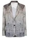 Sissiottostyle Printed Single-breasted Blazer Jacket In Gray