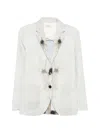 Sissiottostyle Printed Single-breasted Blazer Jacket In Gray