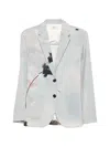 Sissiottostyle Printed Single-breasted Blazer Jacket In Gray