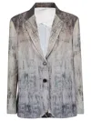 Sissiottostyle Printed Single-breasted Blazer Jacket In Gray