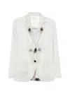 Sissiottostyle Printed Single-breasted Blazer Jacket In Gray