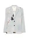 Sissiottostyle Printed Single-breasted Blazer Jacket In Gray