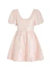 Sister Jane Allegra Floral-jacquard Cloqué Mini Dress In Pink