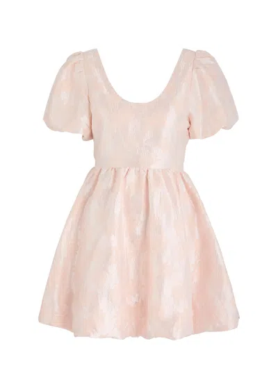 Sister Jane Allegra Floral-jacquard Cloqué Mini Dress In Pink